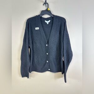 Time & tru large 14/16 black 23-1/2 p2p23” length sweater /cardigan nwt